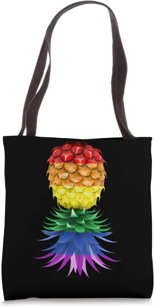 Rainbow Pride Upside Down Pineapple Swinger Secret Symbol Tote Bag