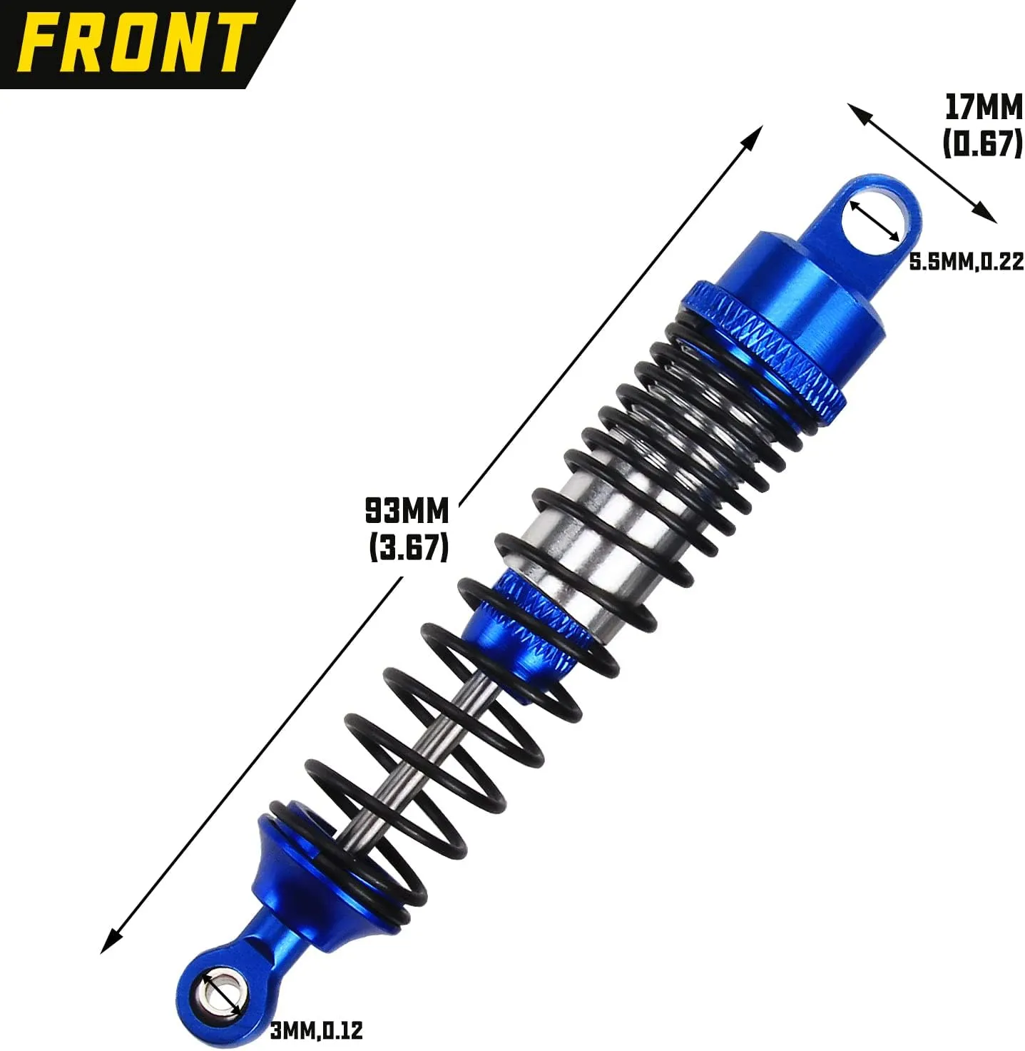 RCAWD Shock Absorber Damper 90mm Set for 1/10 Redcat Racing Blackout SC, SC PRO, XTE, XTE PRO, XBE, XBE PRO Upgrade Parts, Front and Rear RC Shocks Hopups for # BS214-011 Blue