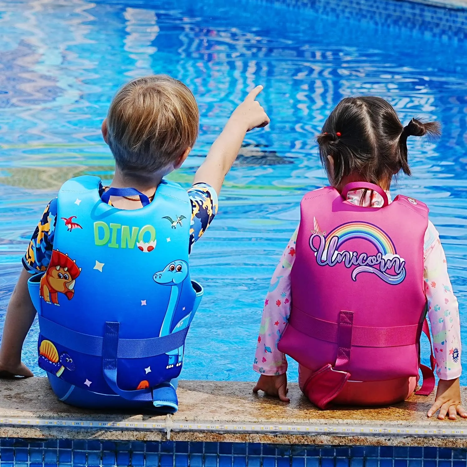 REALIKE Kids Swim Vest Toddler Floaties Adjustable Safety Strap Swimming Aids for Toddlers Children Float Swimsuit, Suitable for Age 2-10 Years/22-88lbs