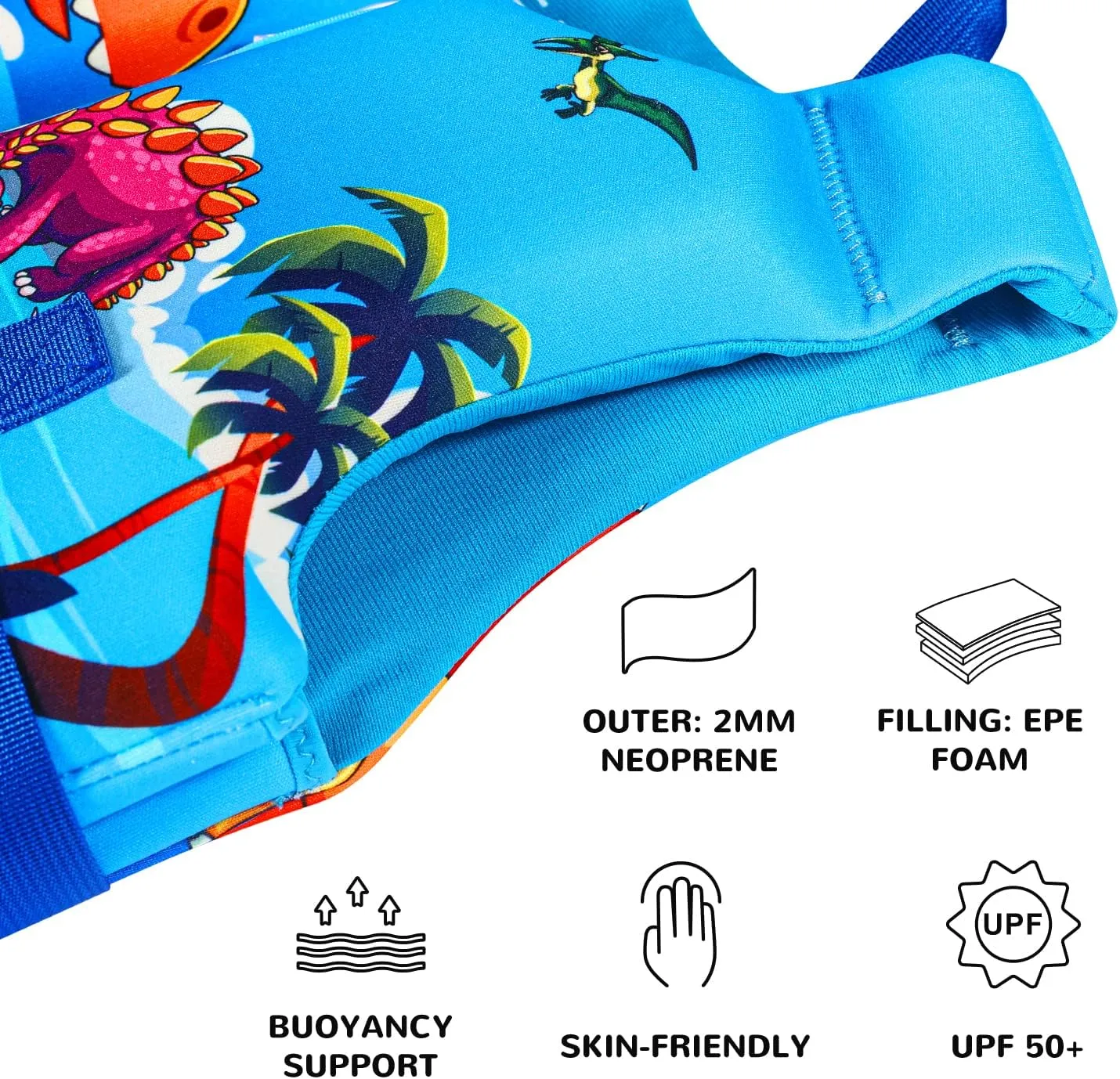 REALIKE Kids Swim Vest Toddler Floaties Adjustable Safety Strap Swimming Aids for Toddlers Children Float Swimsuit, Suitable for Age 2-10 Years/22-88lbs