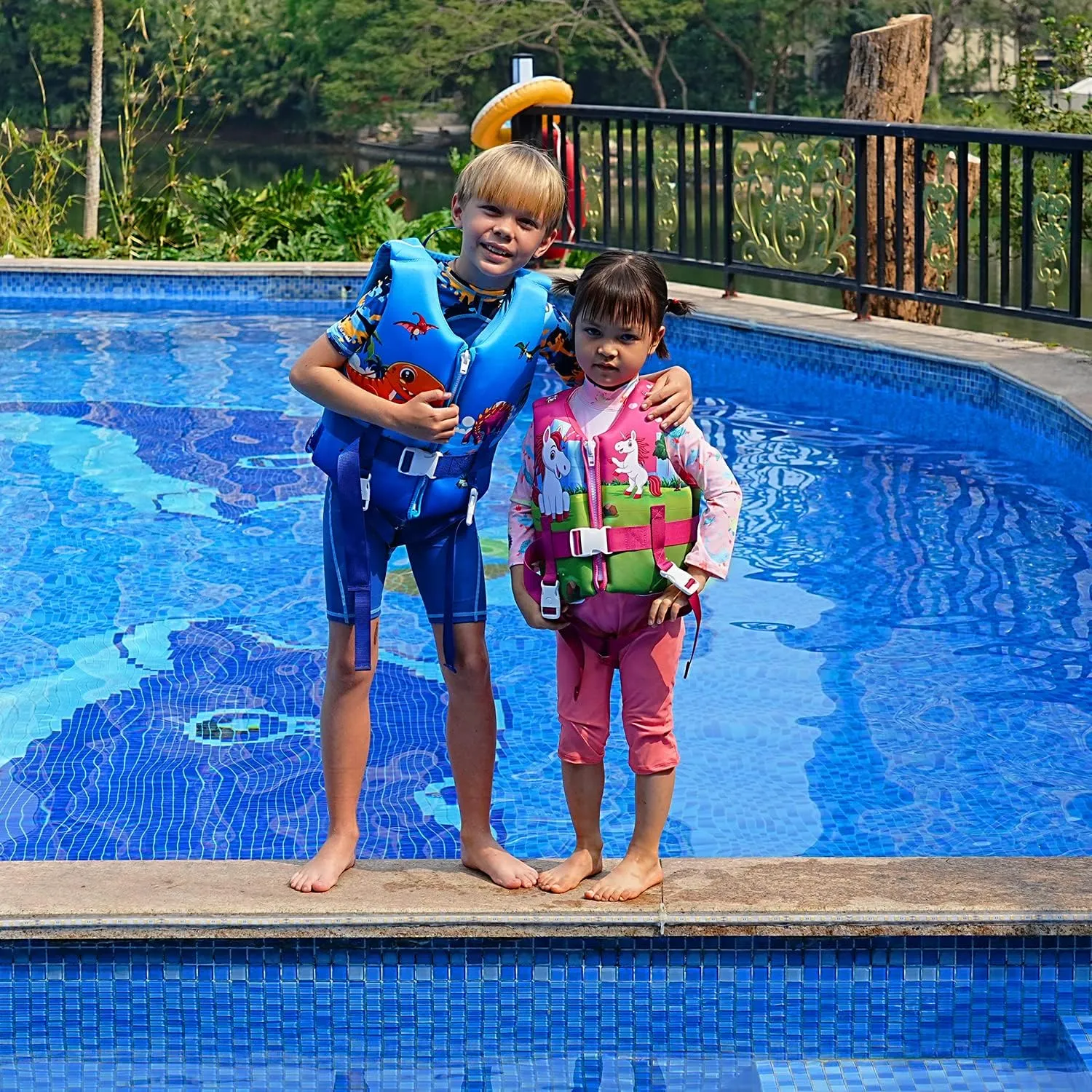 REALIKE Kids Swim Vest Toddler Floaties Adjustable Safety Strap Swimming Aids for Toddlers Children Float Swimsuit, Suitable for Age 2-10 Years/22-88lbs