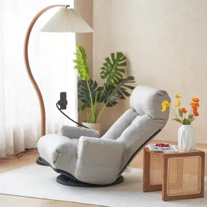 Recliner Chair with Adjustable Head Waist, Leisure Game Chairs for Bedroom, Lounge Chair in The Living Room, 360 Degree Rotatable Sofa, Cotton Deck Chairs with Rotatable Seat, Gray