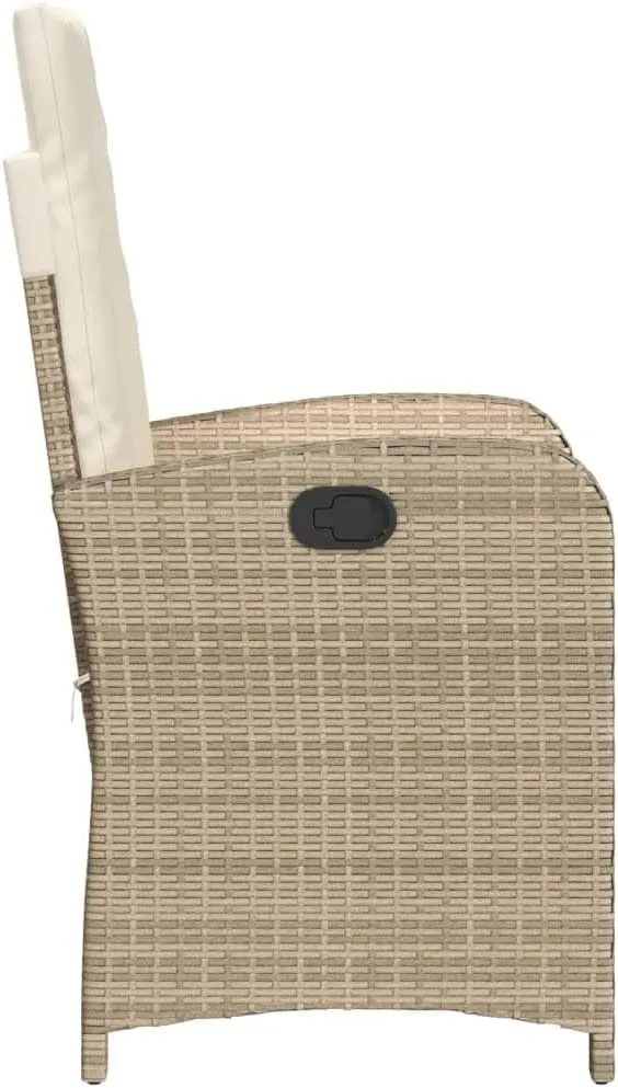 Reclining Patio Chair with Cushions Beige Adjustable Outdoor Lounge Chair PE Rattan & Steel Frame Weather-Resistant for Poolside Backyard Deck