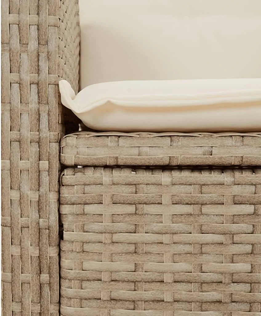 Reclining Patio Chair with Cushions Beige Adjustable Outdoor Lounge Chair PE Rattan & Steel Frame Weather-Resistant for Poolside Backyard Deck