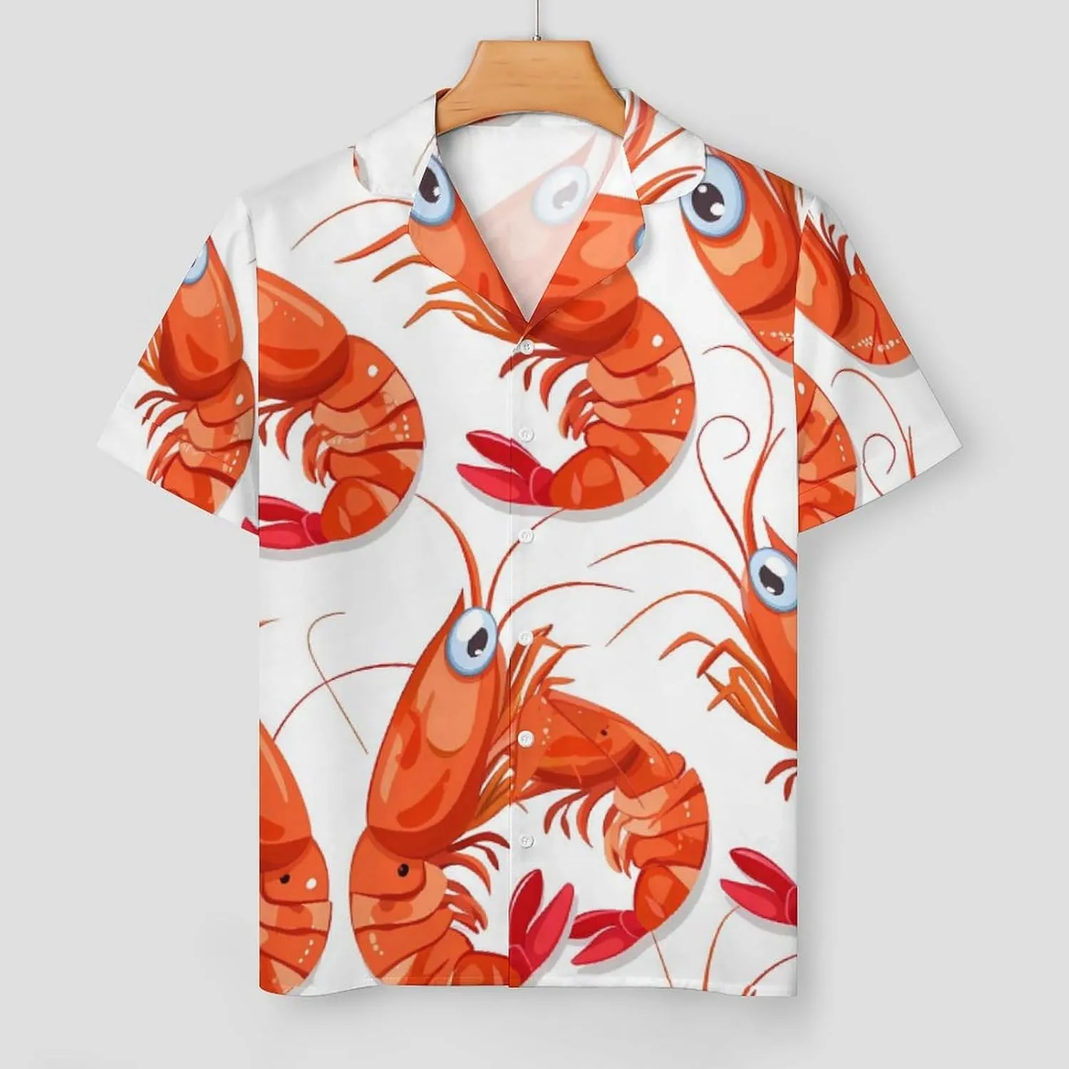 Red Crawfishes Red Lobsters Women's Satin Pajama Set Short Sleeve Button Down Sleepwear Loungewear Pj Set