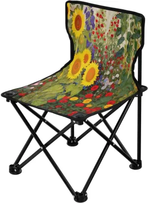 Red Flower Garden Sunflowers Camping Chair for Adults Folding Chair Compact Camping Chair Camp Chair for Hiking Outdoor