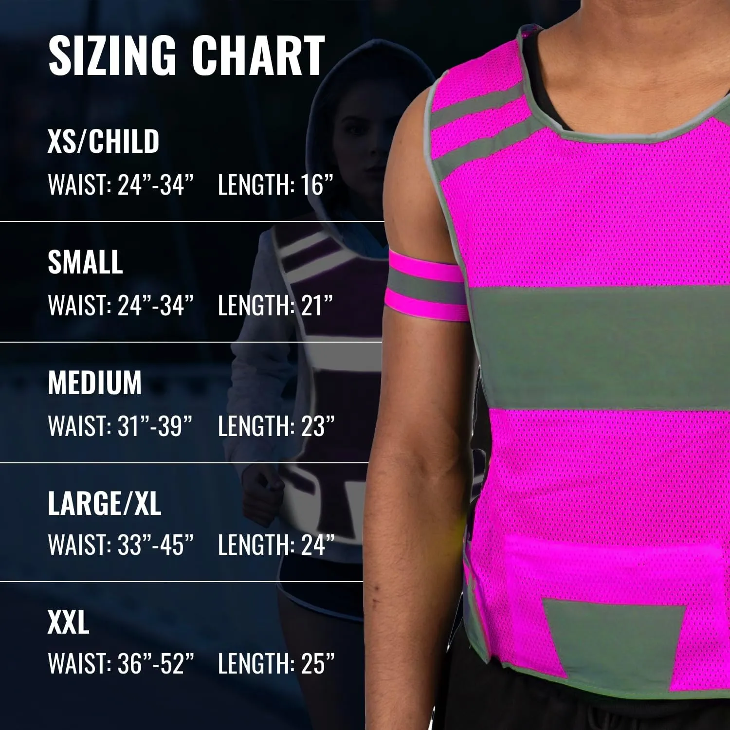 Reflective Running Vest for Women & Men,High Visibility Reflector Vest with 2 Bands,Lightweight & Comfy Running Gear