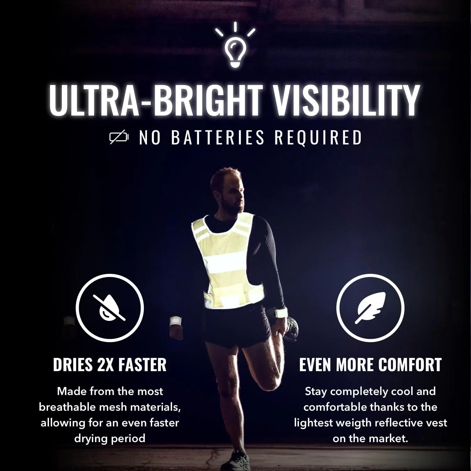 Reflective Running Vest for Women & Men,High Visibility Reflector Vest with 2 Bands,Lightweight & Comfy Running Gear