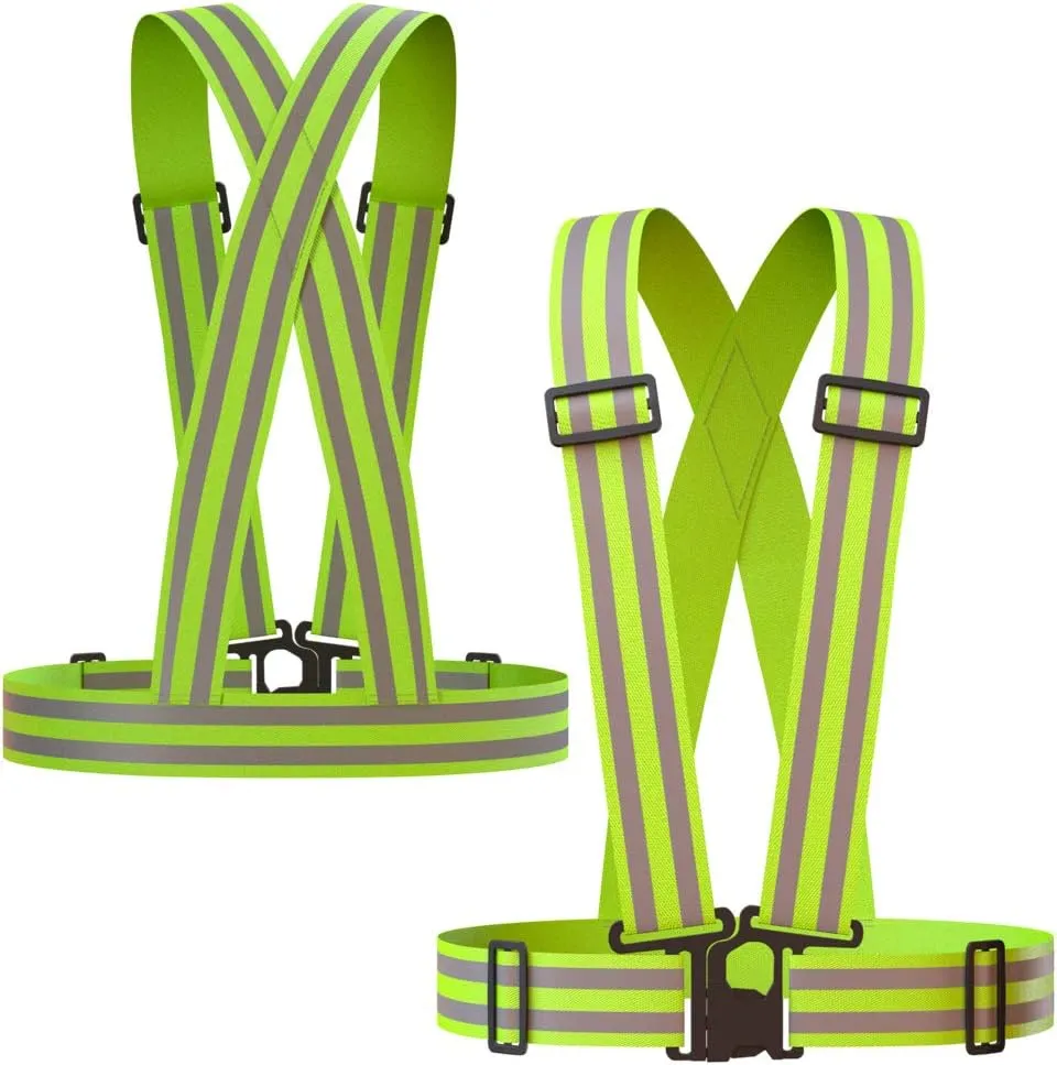 Reflective Vest (2 Pack) | Lightweight, Adjustable & Elastic | Safety & High Visibility for Running, Jogging, Walking, Cycling | Fits over Outdoor Clothing - Motorcycle Jacket, Running Gear/Shirt