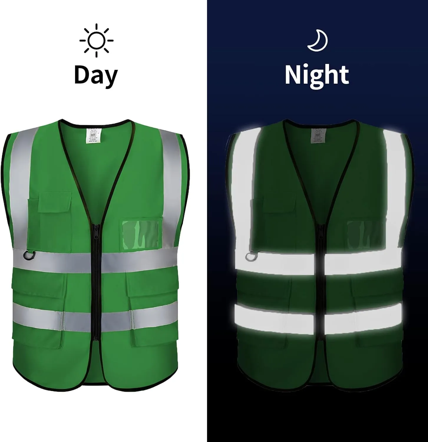 Reflective Vest Class 2 Safety Vests ANSI with Pockets Zipper High Visibility Construction Uniform
