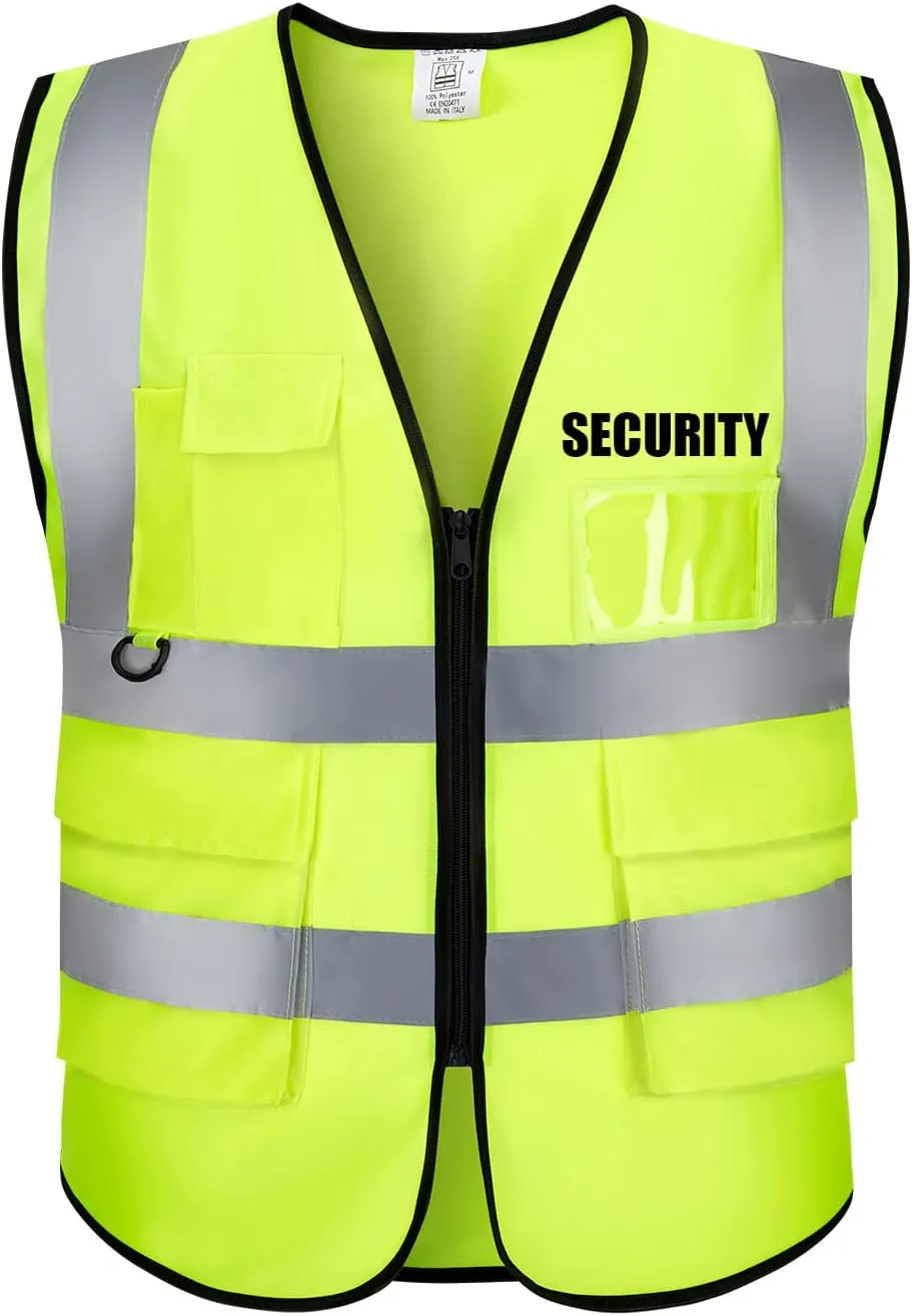 Reflective Vest Class 2 Safety Vests ANSI with Pockets Zipper High Visibility Construction Uniform