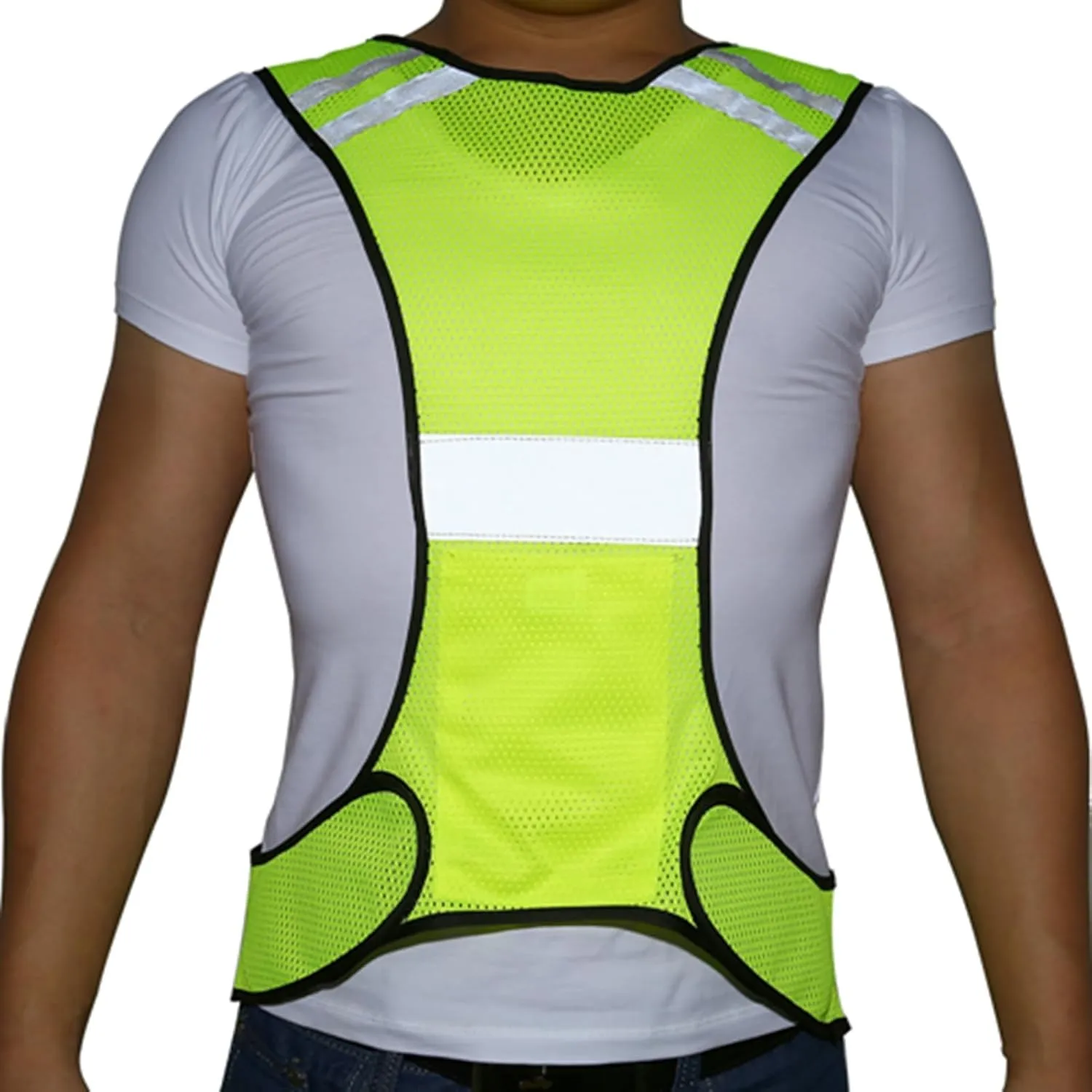 Reflective Vest, Night Running Cycling High Visibility Safety Vest Suit Tunable Waistband for Outdoor Clothing