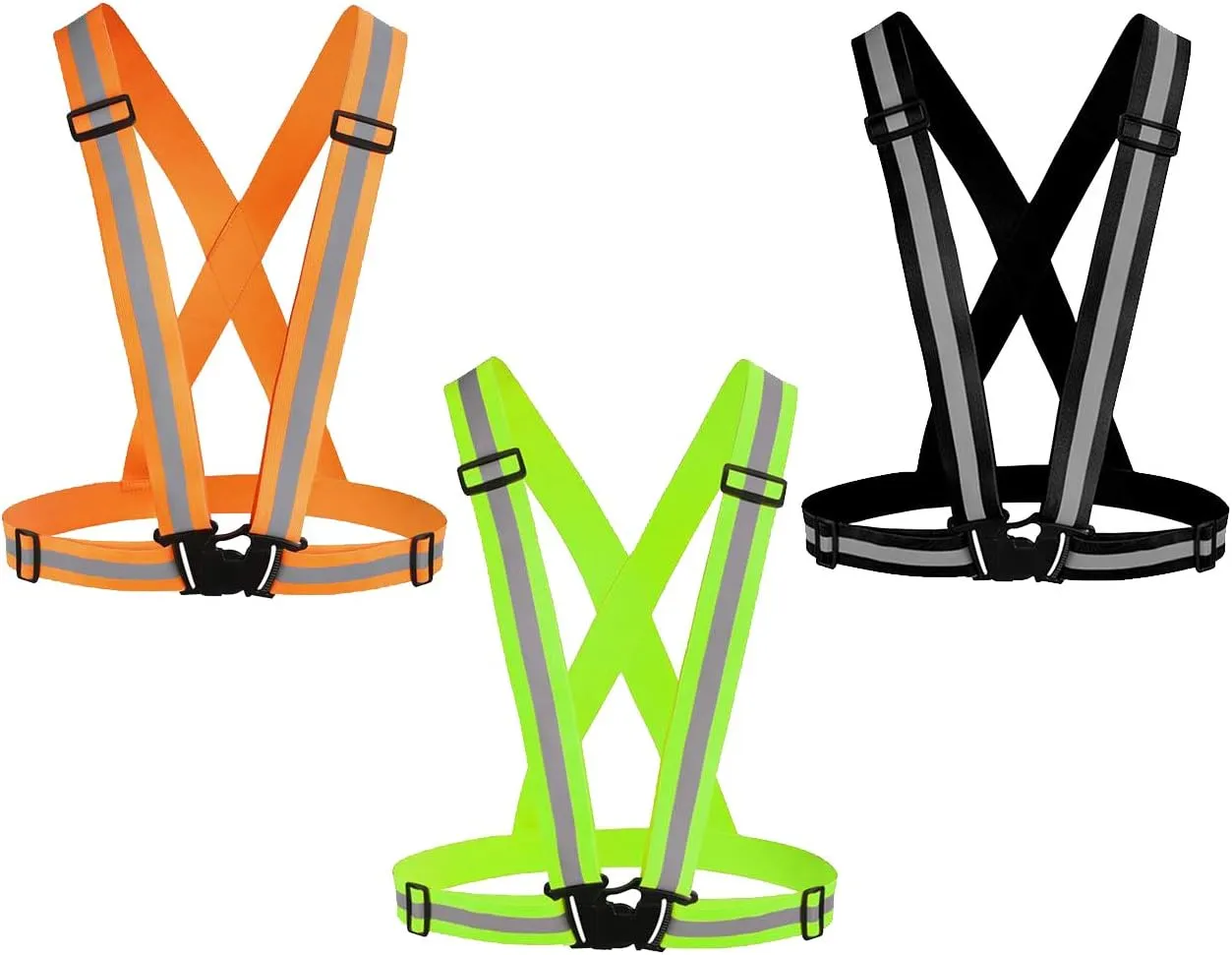 Reflective Vest Running Gear 3Pack, Adjustable Safety Vests High Visible Reflective Belt Straps