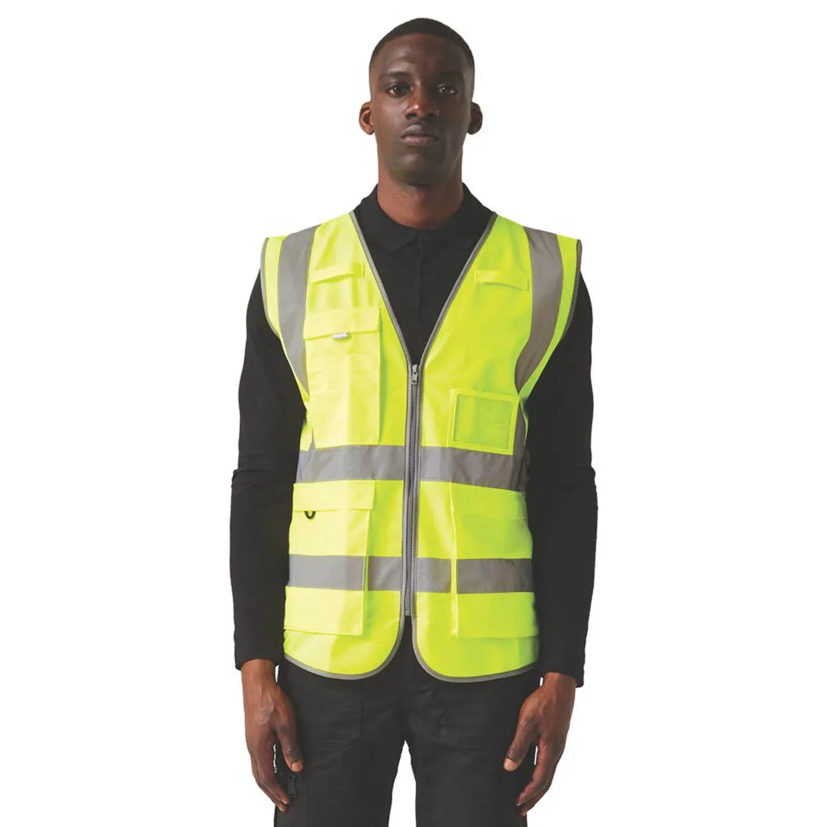 Regatta Hi-Vis Vest Yellow Reflective 3 Pockets Comfortable Size M 39.5" Chest