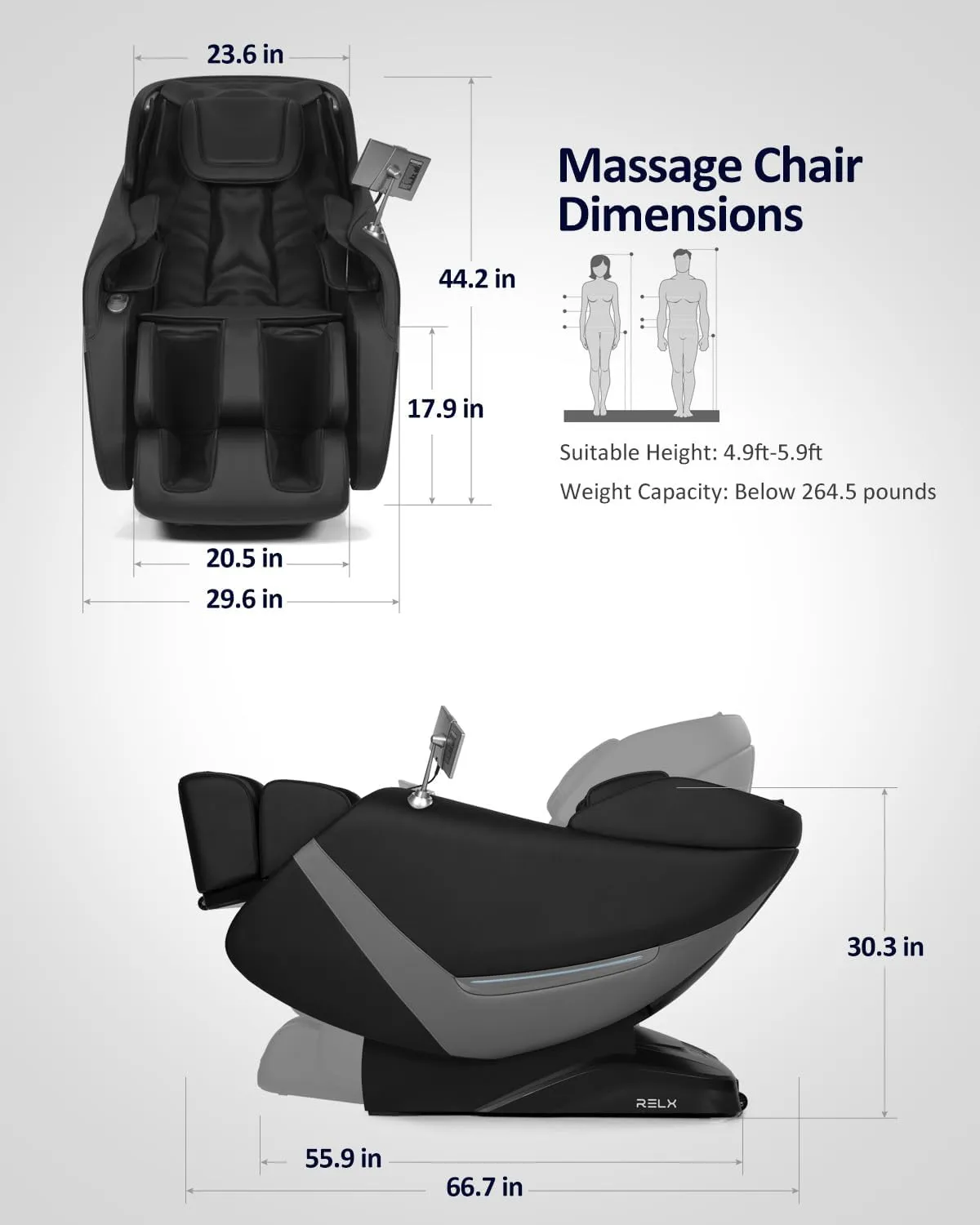 RELX 2025 Massage Chair Full Body, Zero Gravity Airbag Shiatsu Massage Chair with SL-Track, Heating, AI Control, Body Scan, 13 Modes, Foot Rollers, and Deep Yoga Stretch (Venus Pro Dark Black)