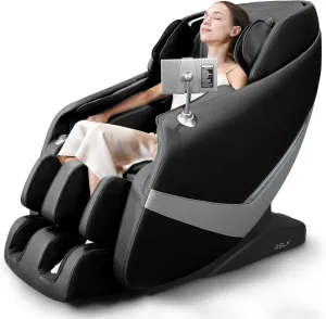 RELX 2025 Massage Chair Full Body, Zero Gravity Airbag Shiatsu Massage Chair with SL-Track, Heating, AI Control, Body Scan, 13 Modes, Foot Rollers, and Deep Yoga Stretch (Venus Pro Dark Black)