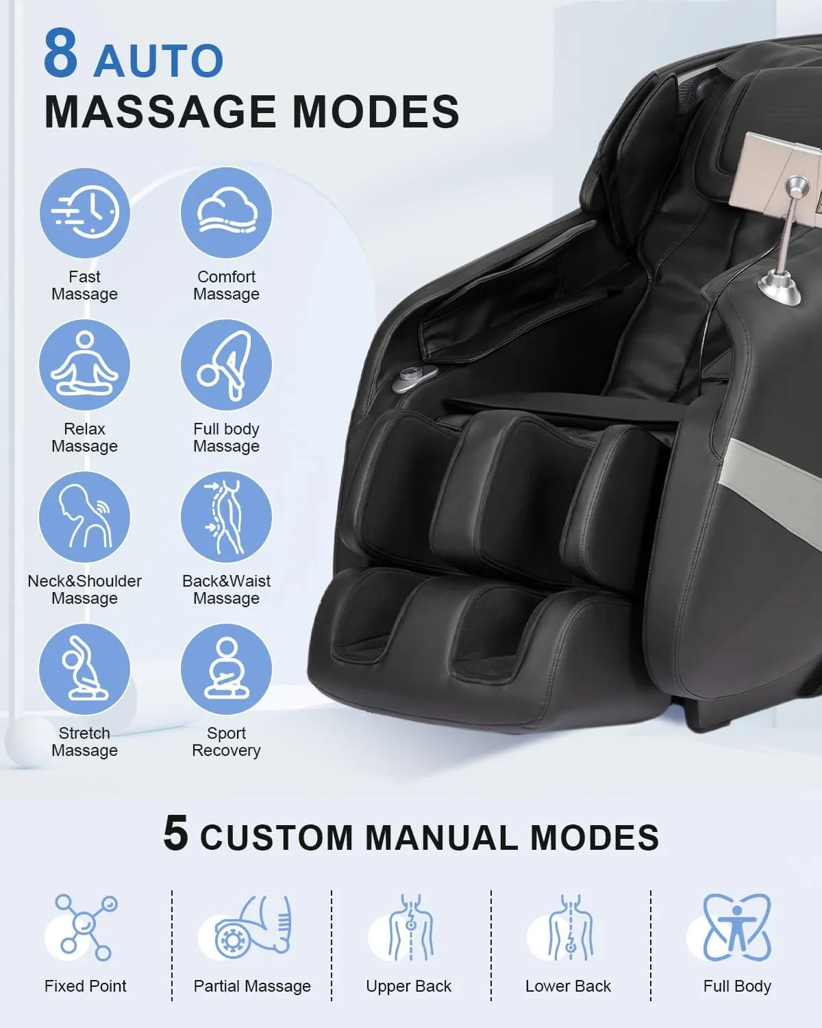 RELX 2025 Massage Chair Full Body, Zero Gravity Airbag Shiatsu Massage Chair with SL-Track, Heating, AI Control, Body Scan, 13 Modes, Foot Rollers, and Deep Yoga Stretch (Venus Pro Dark Black)