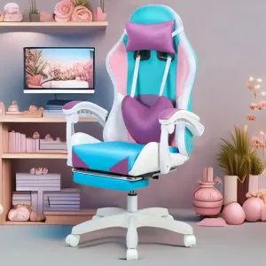 RGB Gaming Chair with Massage & Footrest – Adjustable LED Computer Chair for Gamers