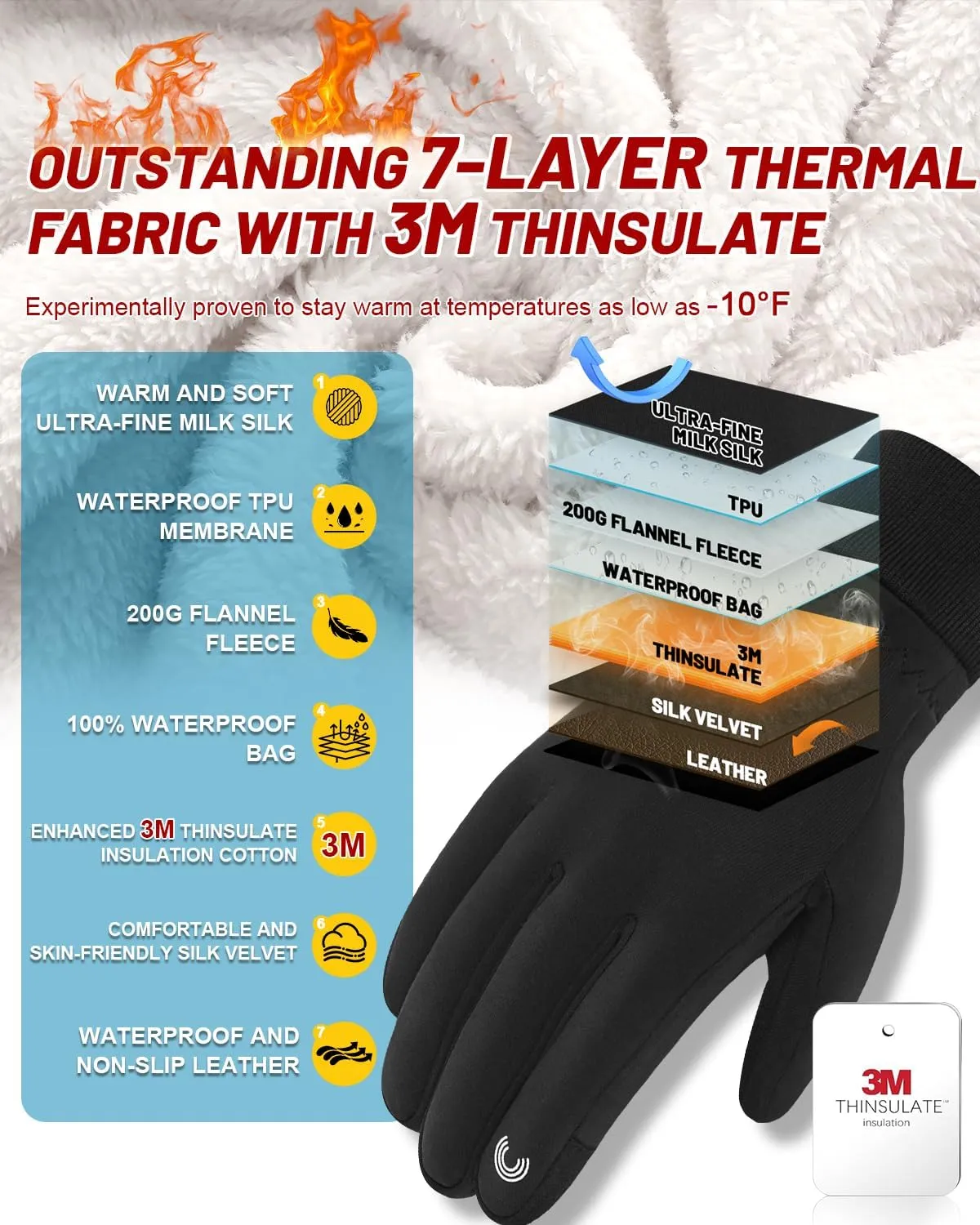 RIGWARL Gloves for Cool&Cold Weather Waterproof, Winter Gloves for Men Women Touch Screen