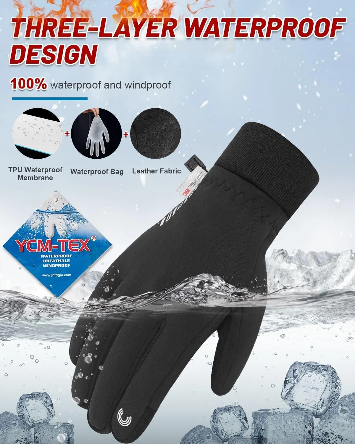 RIGWARL Gloves for Cool&Cold Weather Waterproof, Winter Gloves for Men Women Touch Screen