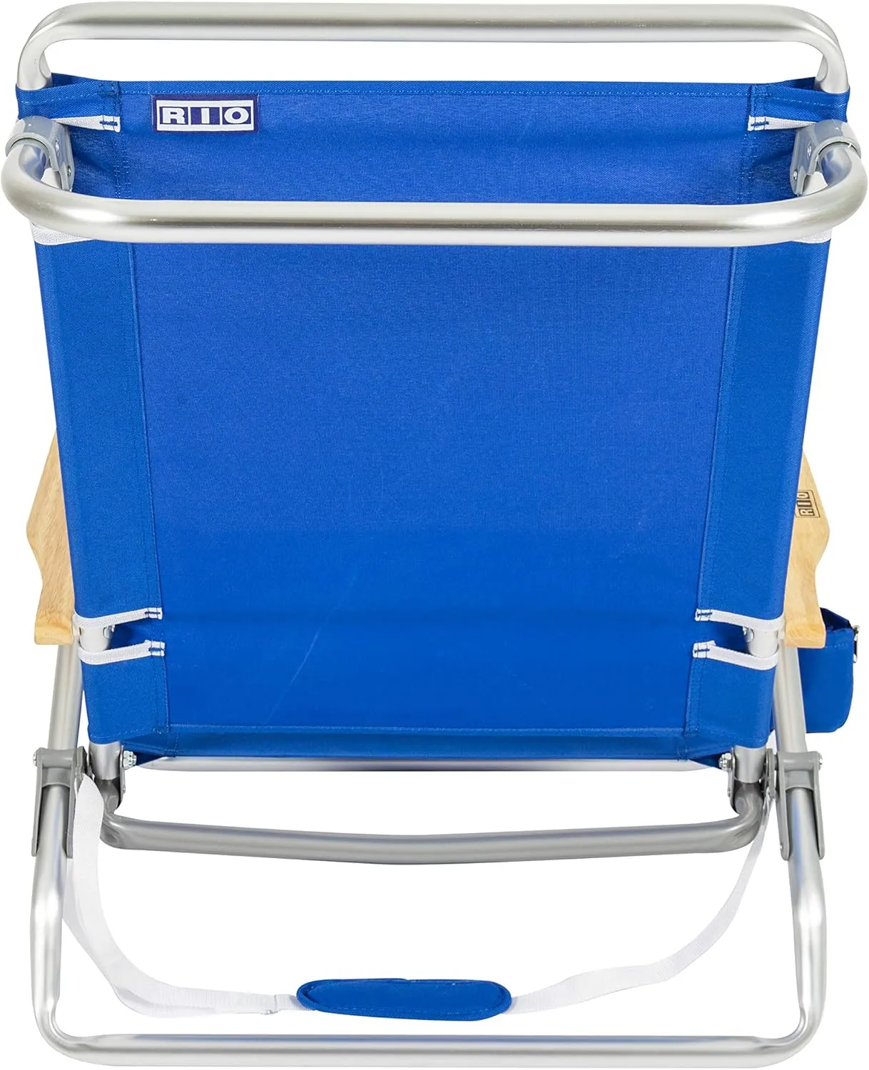 Rio Beach Classic 5-Position Lay-Flat Folding Chair, Outdoor Pool and Beach Chair with Carrying Strap and Towel Bar, Blue