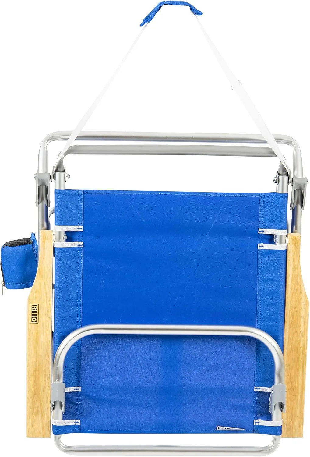 Rio Beach Classic 5-Position Lay-Flat Folding Chair, Outdoor Pool and Beach Chair with Carrying Strap and Towel Bar, Blue