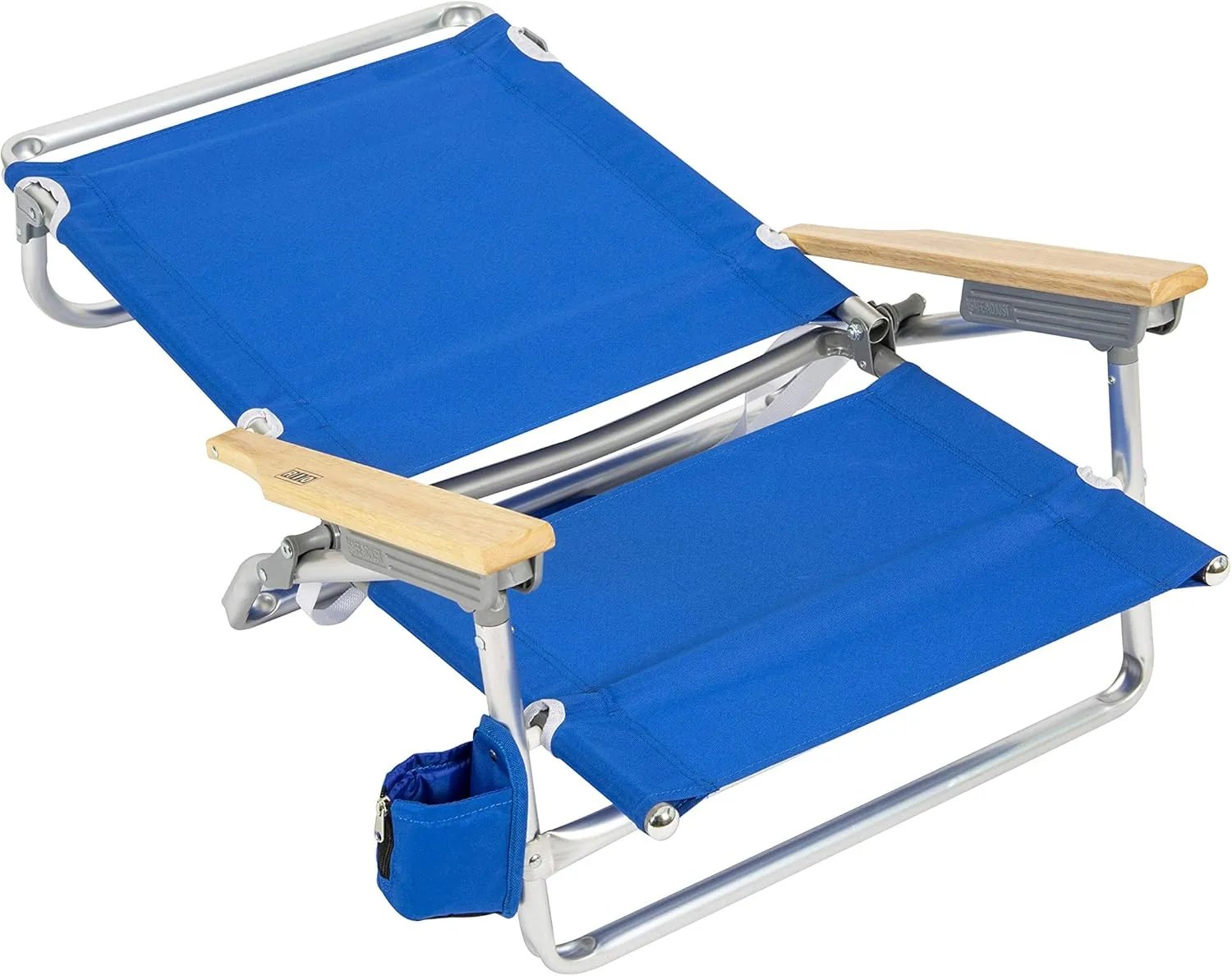 Rio Beach Classic 5-Position Lay-Flat Folding Chair, Outdoor Pool and Beach Chair with Carrying Strap and Towel Bar, Blue
