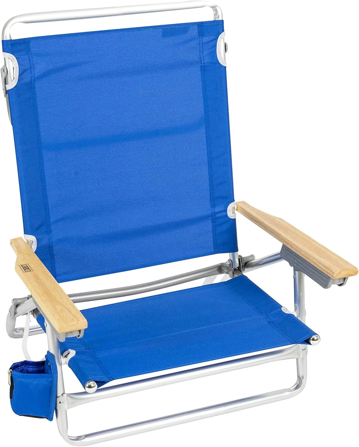 Rio Beach Classic 5-Position Lay-Flat Folding Chair, Outdoor Pool and Beach Chair with Carrying Strap and Towel Bar, Blue