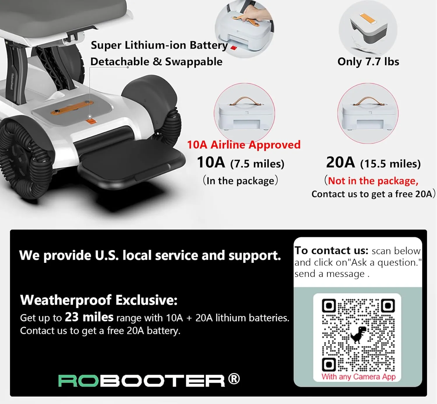 ROBOOTER® X40 Intelligent Electric Powered Wheelchair Device, Automatic Folding, Remote Controlled, Smart, Compact Heavy Duty Mobile, Powerful Dual Motor, Foldable Portable Motorized Mobility Scooter