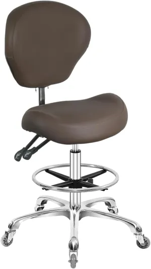 Rolling Swivel Drafting Chair Adjustable Heavy Duty (400lbs) Lumbar Support Task Chair for Home Desk Studio Design Lab(Coffee)