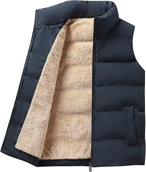 RTRDE Men's Puffer Vest Lightweight Golf Vest Warm Outdoor Fleece Lined Sleeveless Jacket For Hiking Travel Casual, M-6XL