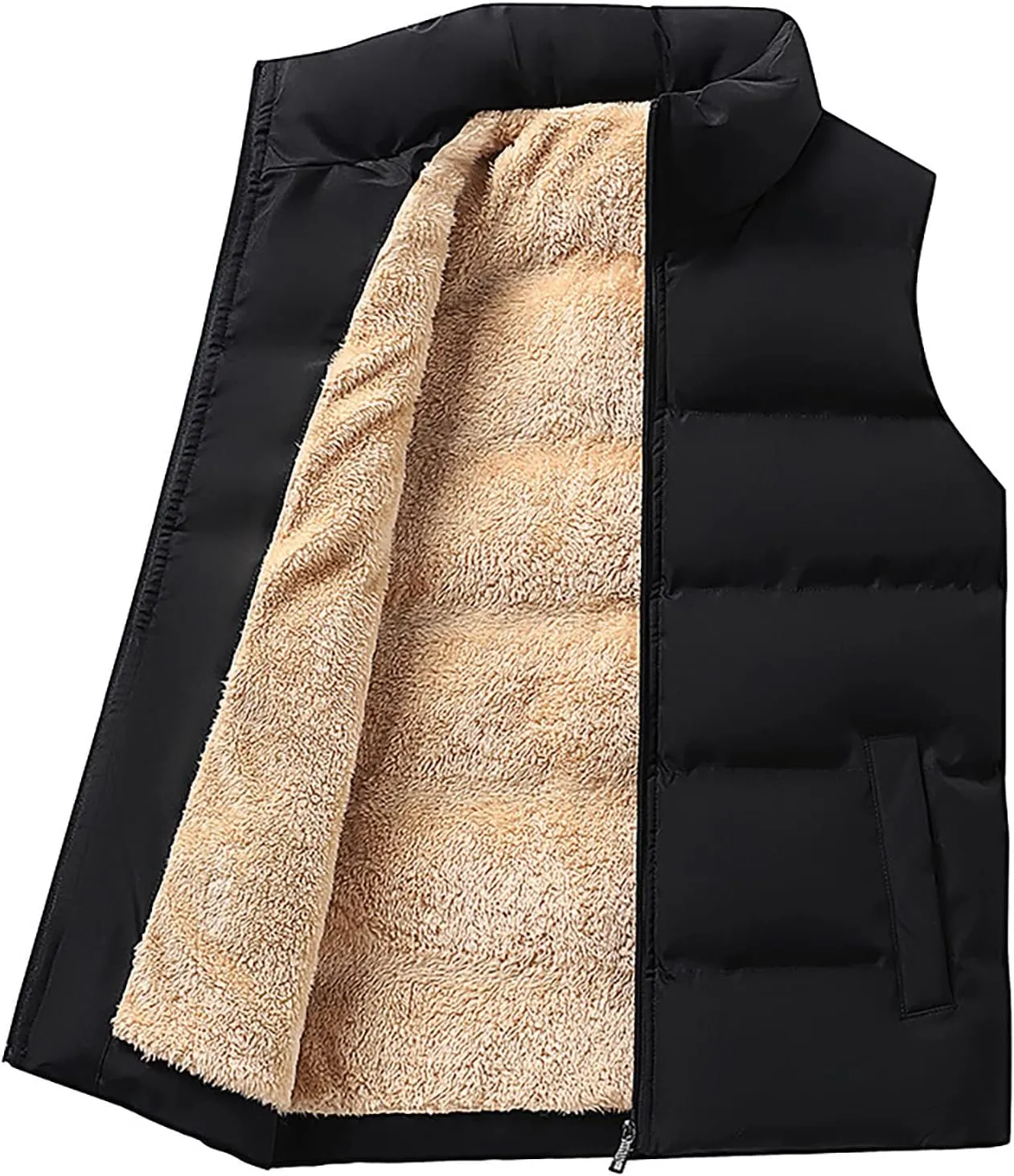 RTRDE Men's Puffer Vest Lightweight Golf Vest Warm Outdoor Fleece Lined Sleeveless Jacket For Hiking Travel Casual, M-6XL
