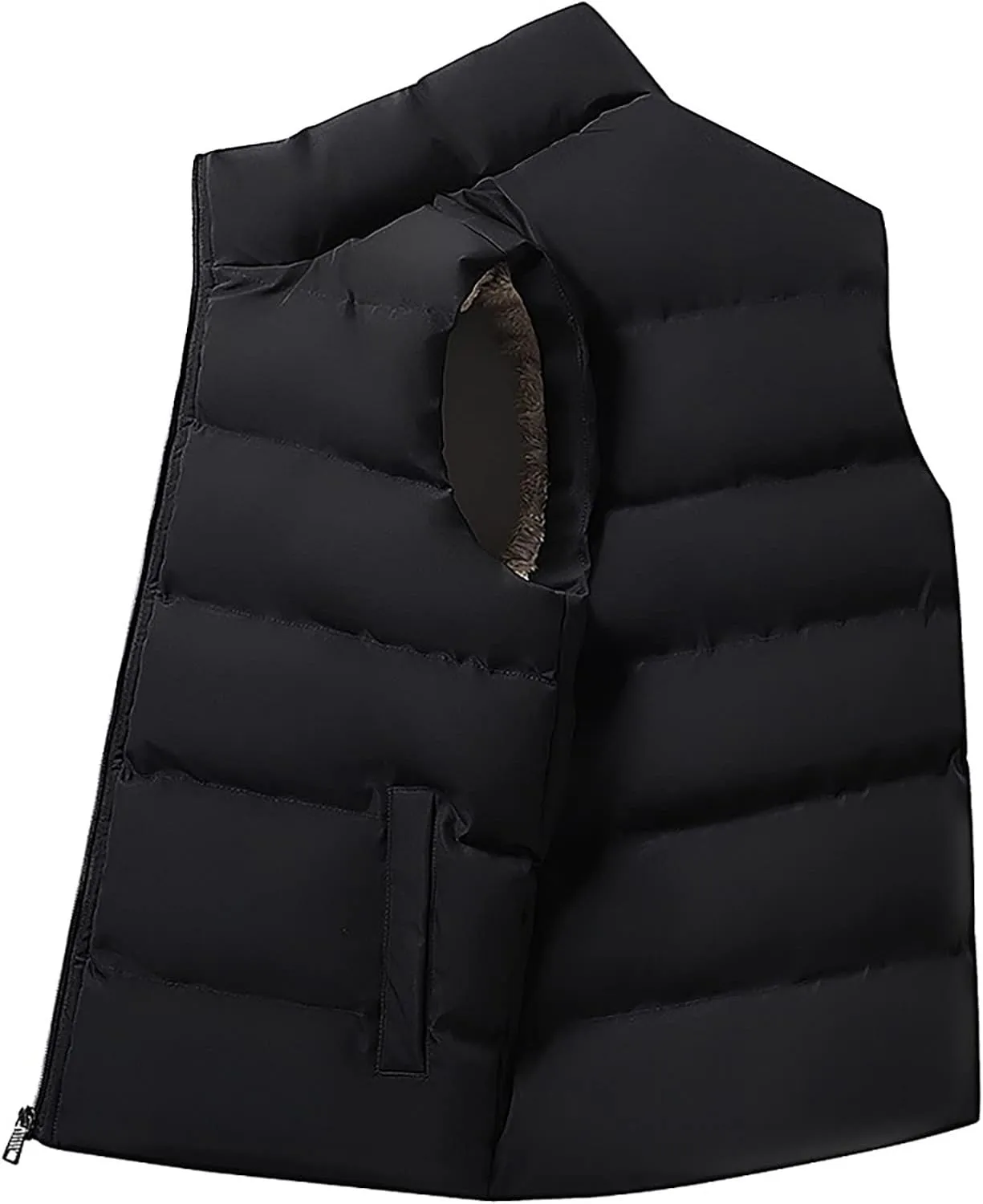 RTRDE Men's Puffer Vest Lightweight Golf Vest Warm Outdoor Fleece Lined Sleeveless Jacket For Hiking Travel Casual, M-6XL