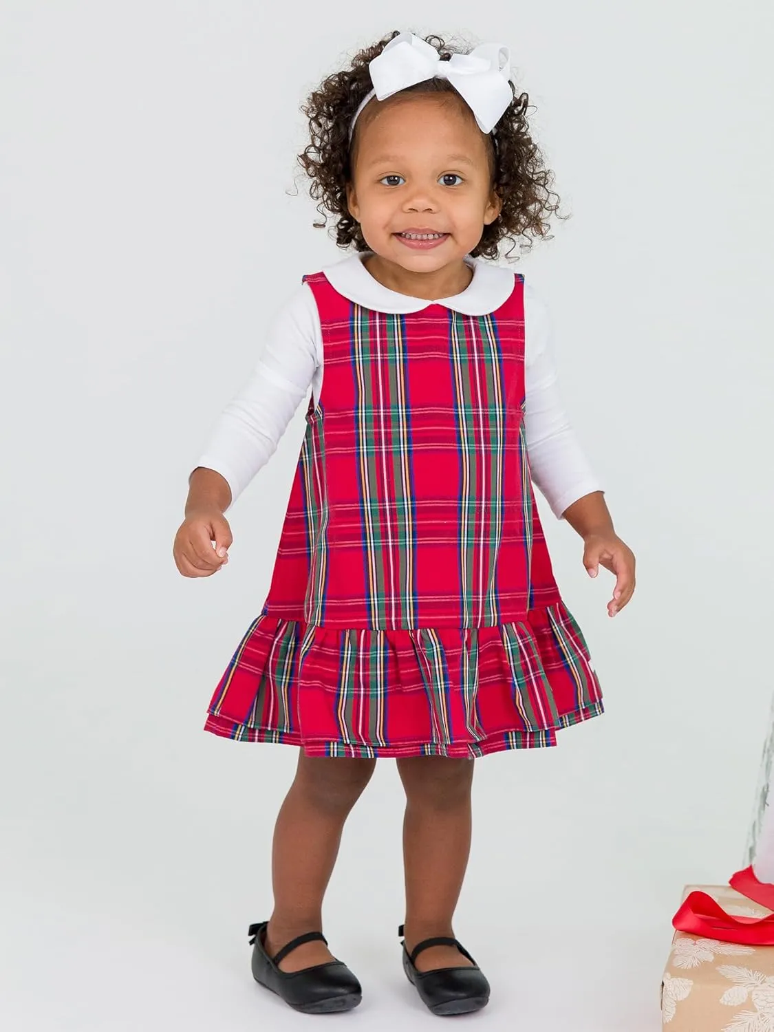 RuffleButts Baby/Toddler Girls Peter Pan Collar Bodysuit One Piece Outfit