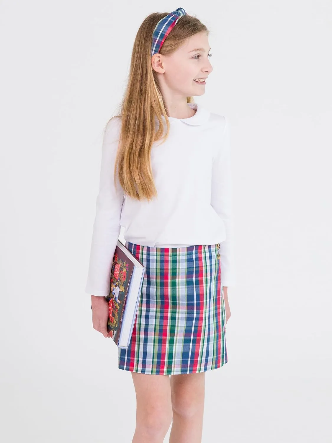 RuffleButts Toddler/Girls Peter Pan Collar Long Sleeve Top Shirt