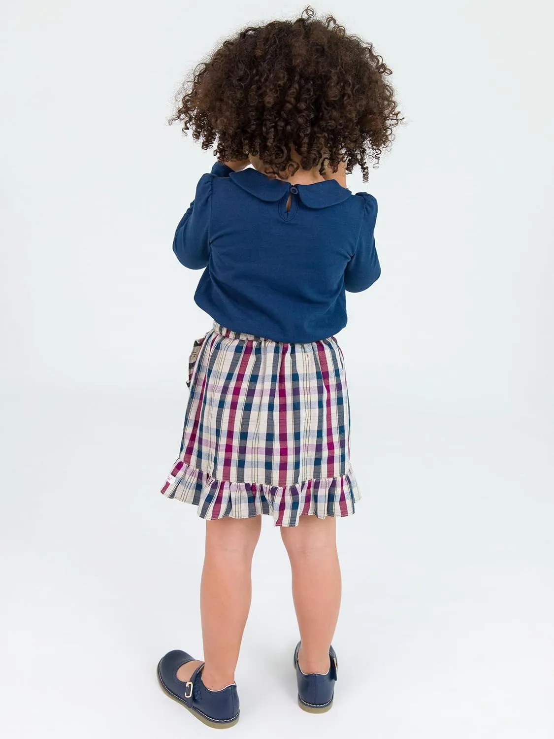RuffleButts Toddler/Girls Peter Pan Collar Long Sleeve Top Shirt