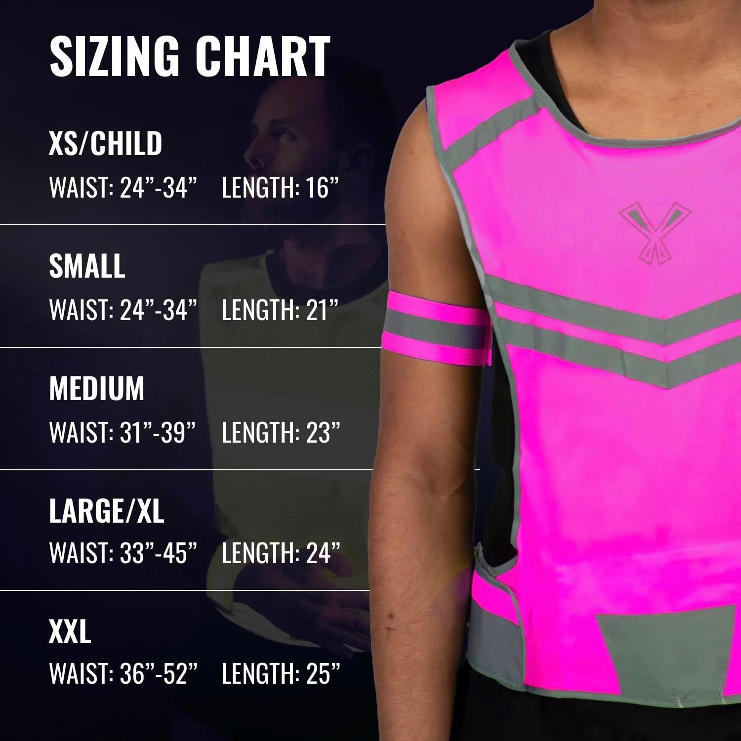Running Reflective Vest with Inside Pocket and 2 Bands, High Visibility Reflective Running Gear Safety Vest Straps for Men Women Kids for Night Running Walking Cycling