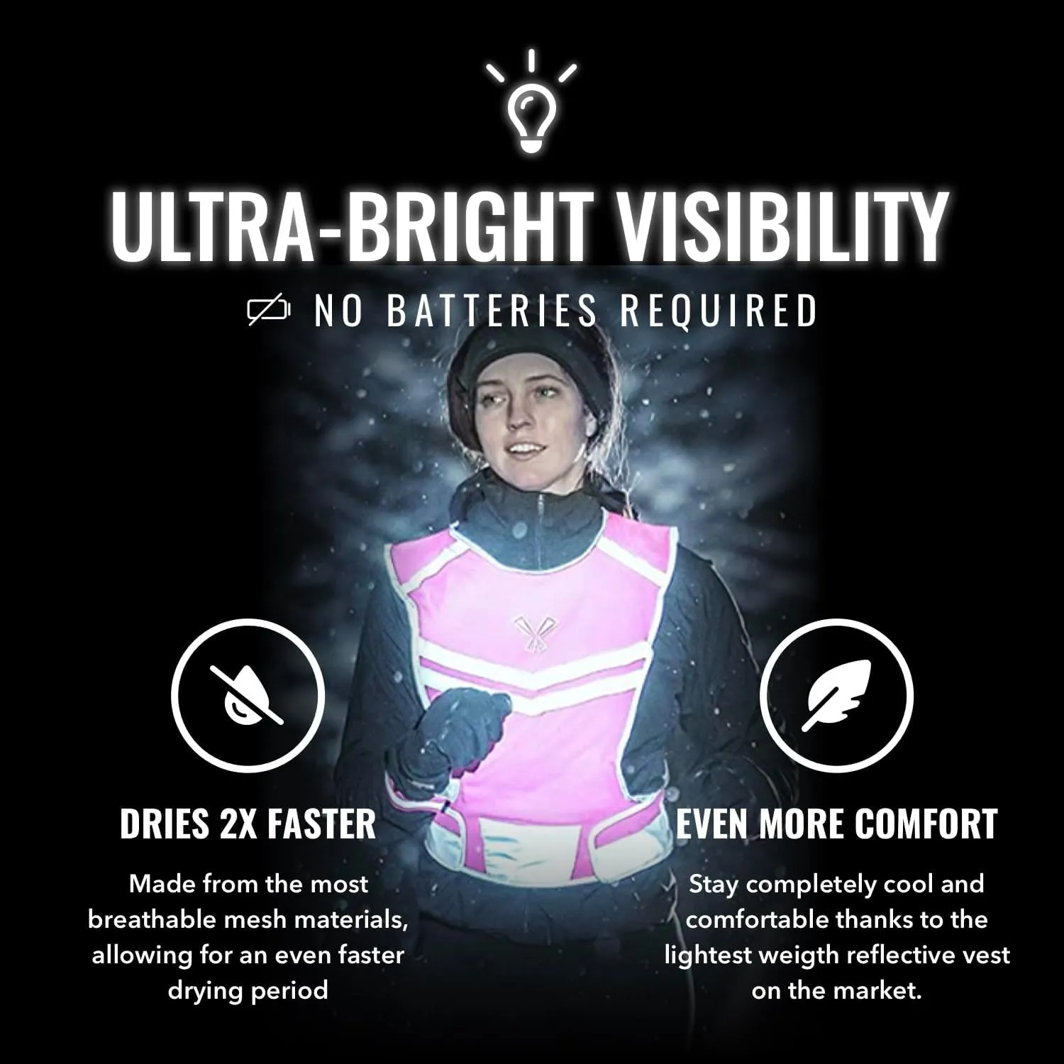 Running Reflective Vest with Inside Pocket and 2 Bands, High Visibility Reflective Running Gear Safety Vest Straps for Men Women Kids for Night Running Walking Cycling