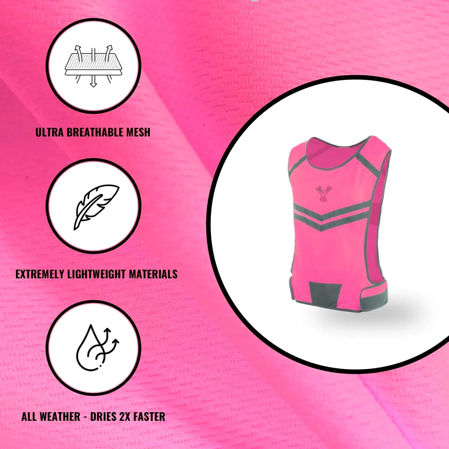 Running Reflective Vest with Inside Pocket and 2 Bands, High Visibility Reflective Running Gear Safety Vest Straps for Men Women Kids for Night Running Walking Cycling