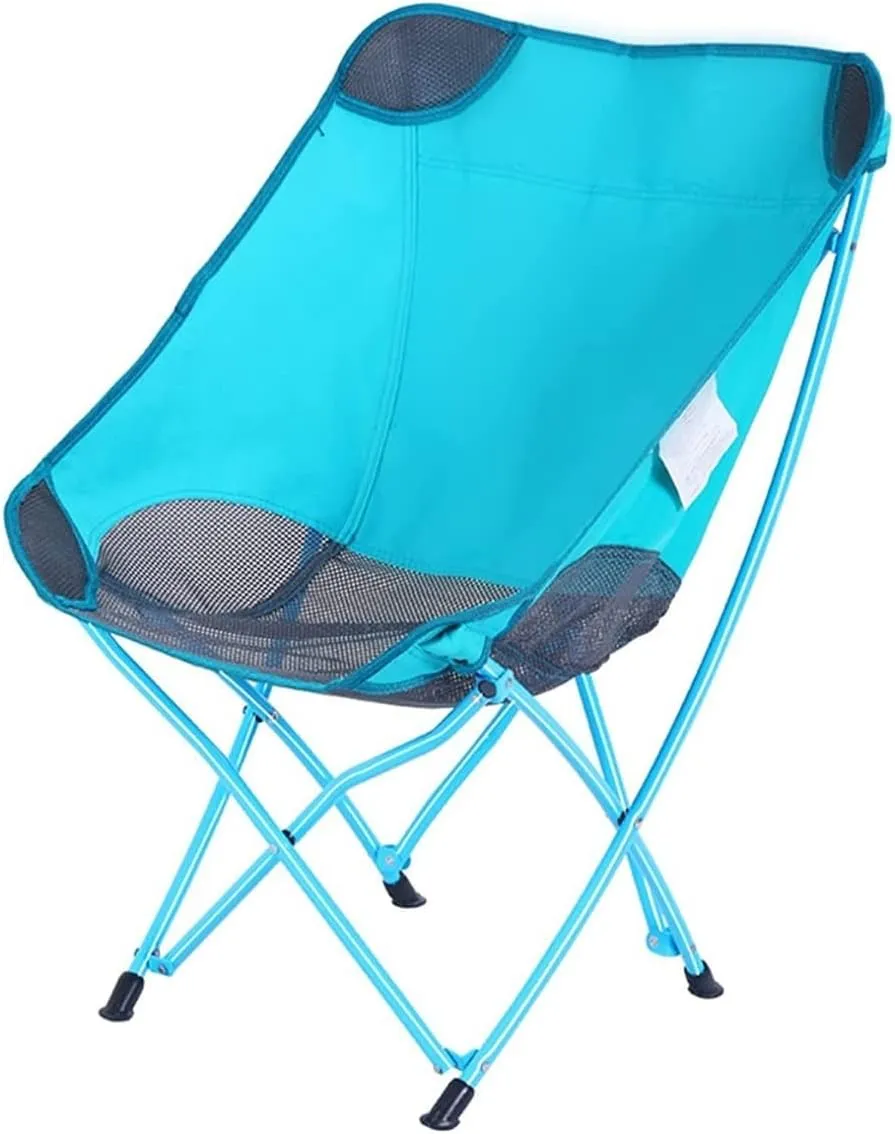 RUVOO Camping Chair Folding Chairs Lawn Chairs Ultralight Camping Chair with Mesh Stitching Compact Folding Backpacking Seat Stool with Large Back Storage Pocket Folding Chair Camp Chair Moon Chair