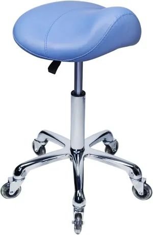 Saddle Stool Rolling Ergonomic Swivel Chair for Dental Office Massage Clinic Spa Salon,Adjustable Hydraulic Stool with Wheels (Without Backrest, Blue)