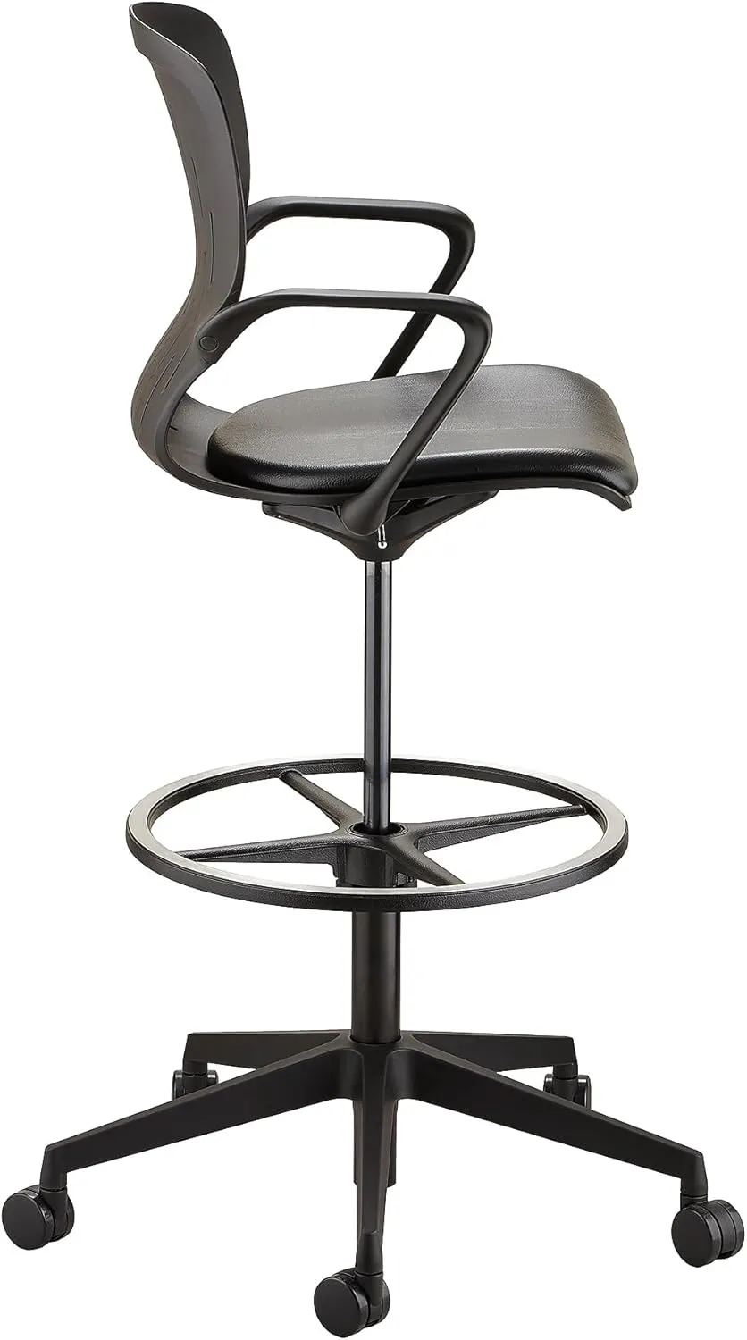 Safco Products Shell Extended Height Swivel Office Desk Computer Ergonomic Chair, Pneumatic Height Adjustable, Black (7014BL)