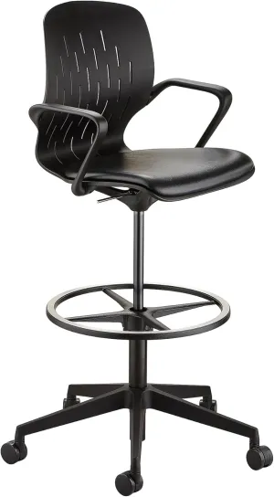 Safco Products Shell Extended Height Swivel Office Desk Computer Ergonomic Chair, Pneumatic Height Adjustable, Black (7014BL)