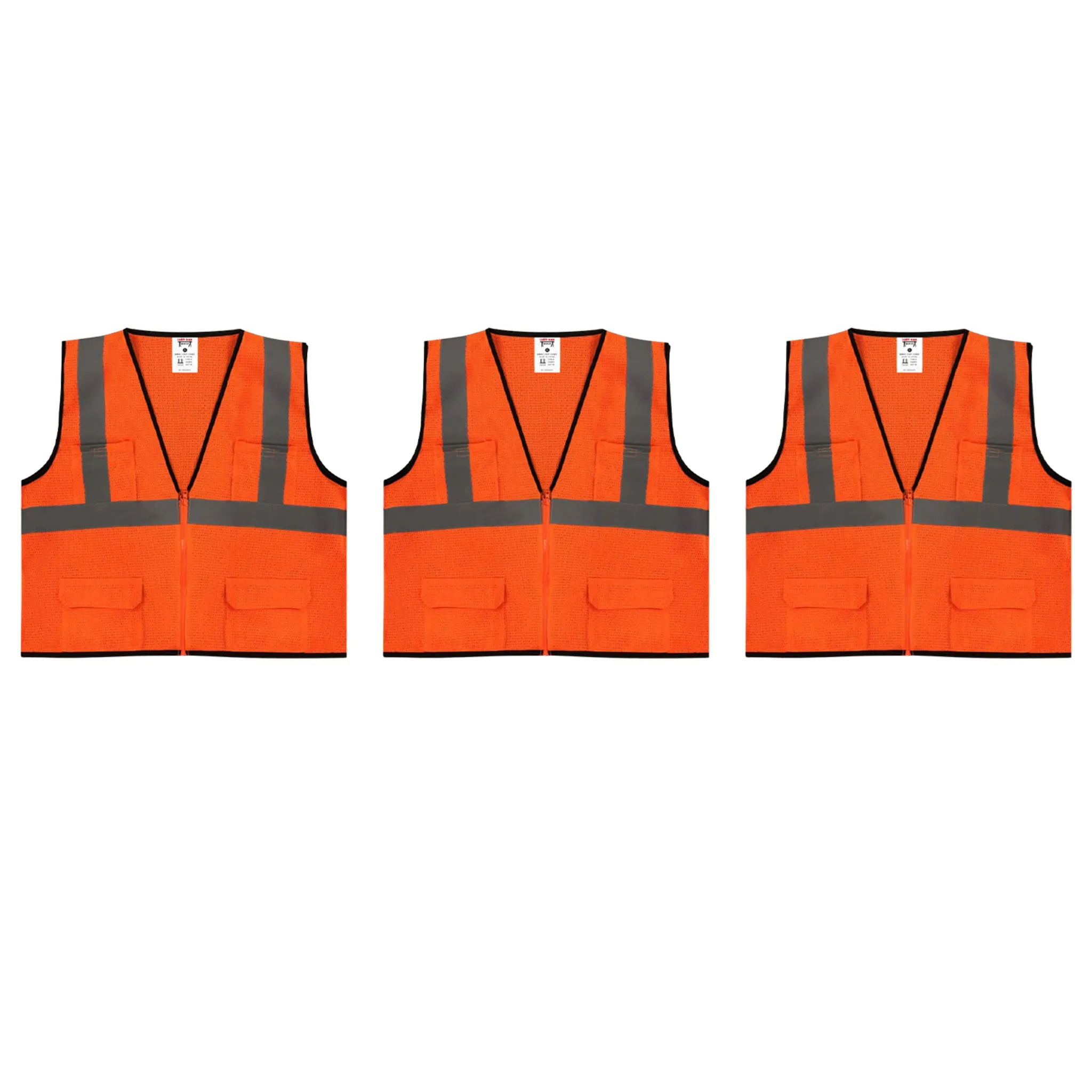 Safety Main 05EAMO Economy Vest, Class 2, All Mesh, Hi-Vis Orange, Pack of 3