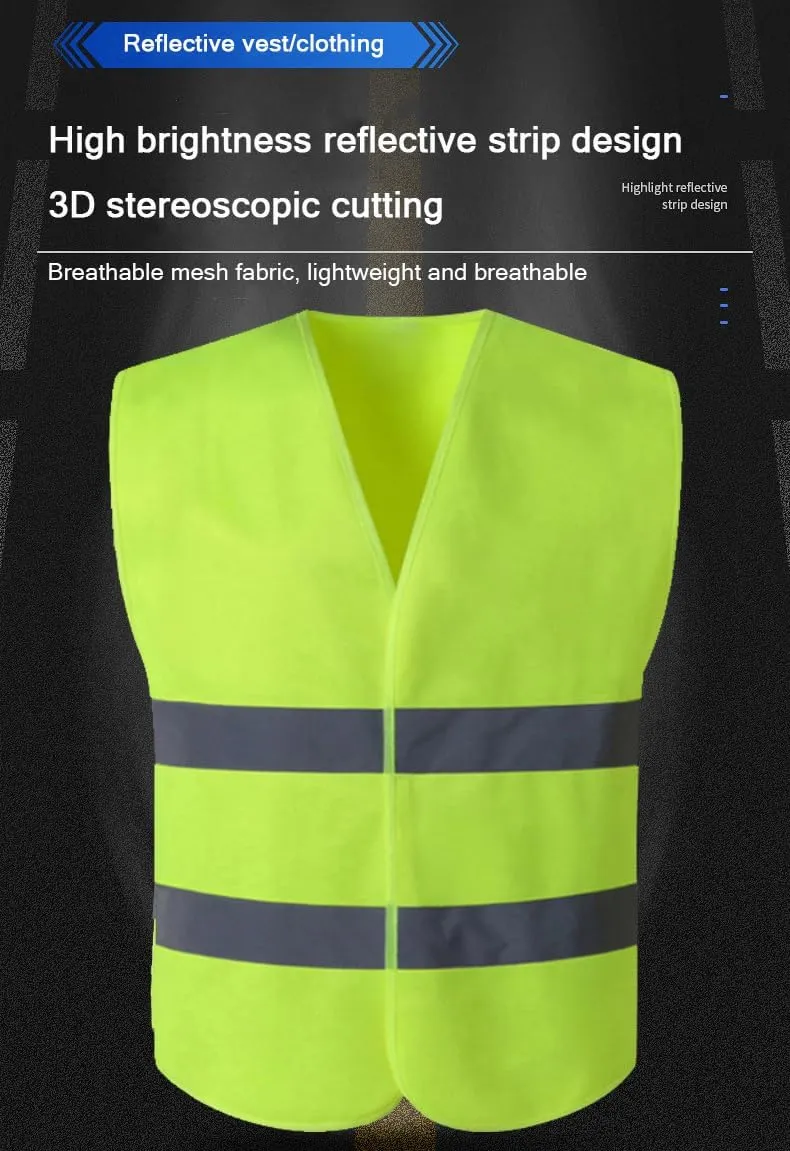 Safety Reflective Vest for Men,High Visibility Mesh Safety Waistcoat for Worker Police Traffic,Outdoor Running Night Walking Cycling Safety Gear for Unisex Adult-5 pcs Green B||116 * 68