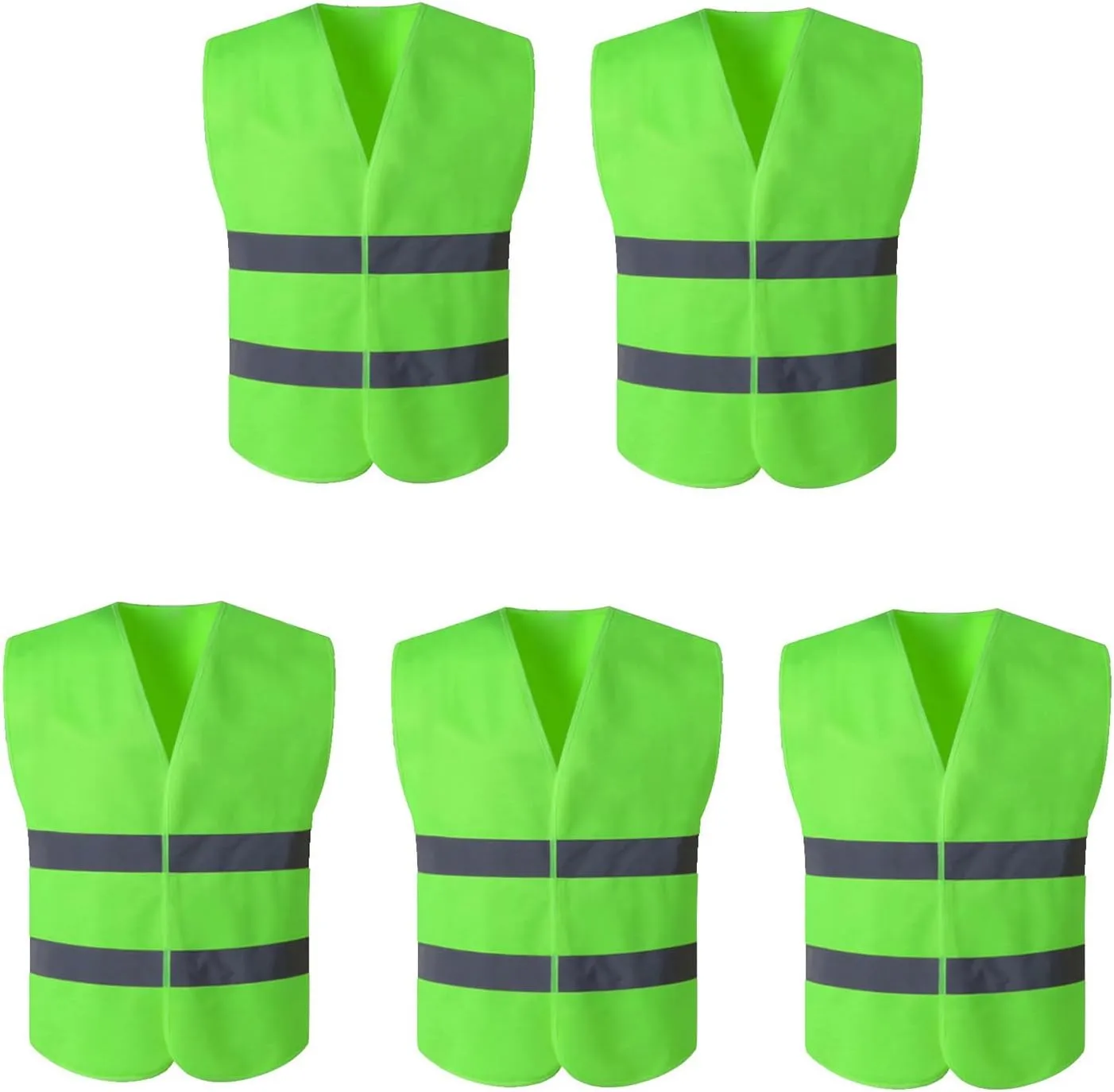 Safety Reflective Vest for Men,High Visibility Mesh Safety Waistcoat for Worker Police Traffic,Outdoor Running Night Walking Cycling Safety Gear for Unisex Adult-5 pcs Green B||116 * 68