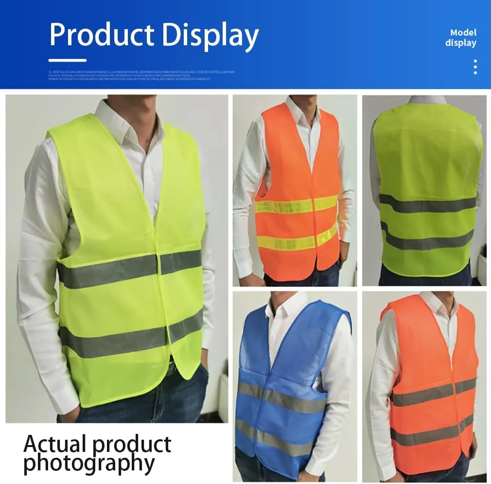 Safety Reflective Vest for Men,High Visibility Mesh Safety Waistcoat for Worker Police Traffic,Outdoor Running Night Walking Cycling Safety Gear for Unisex Adult-5 pcs Green B||116 * 68