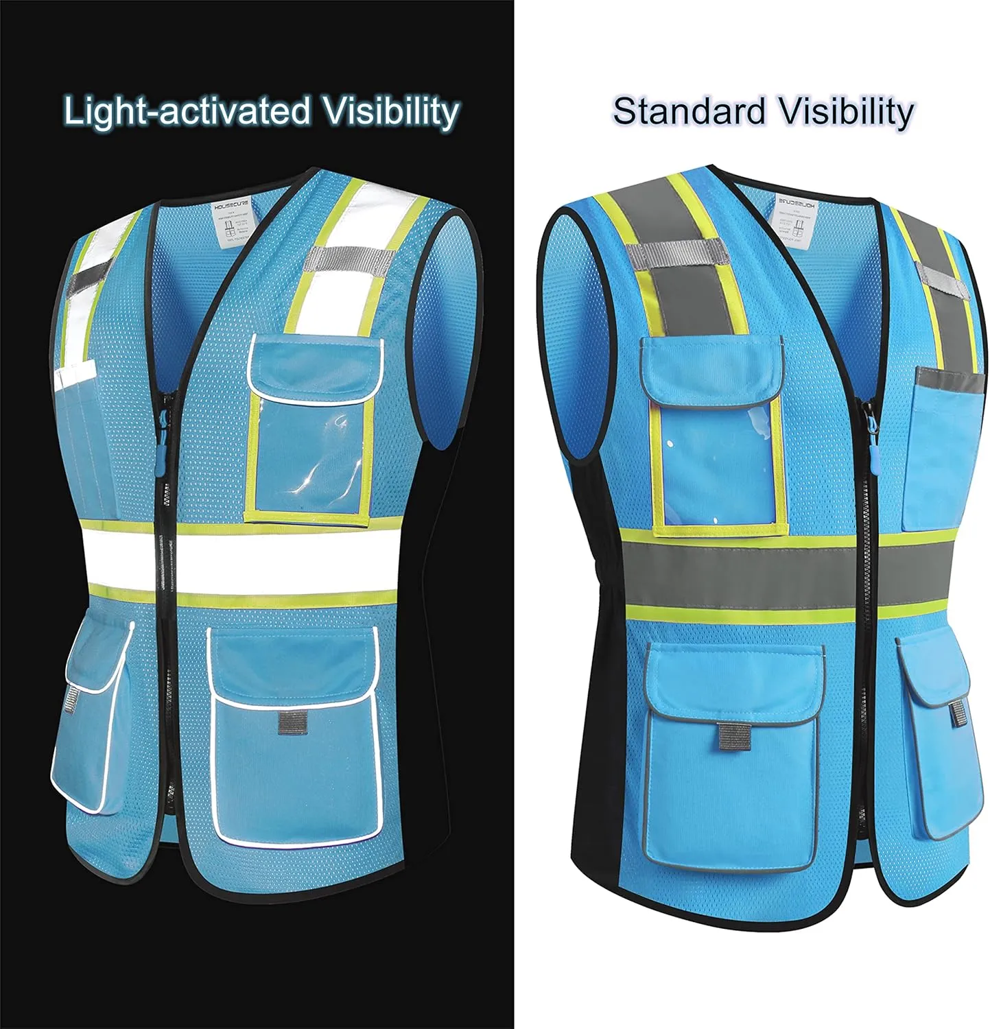 Safety Vest for women, Hi vis Reflective Lady Work vest With 9 Multi Pocket And Zipper