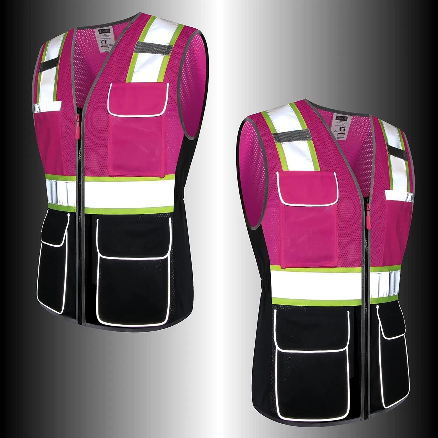 Safety Vest For Women,High Visibility Reflective Vest With Multi Pockets And Zipper,Work Vest For Lady