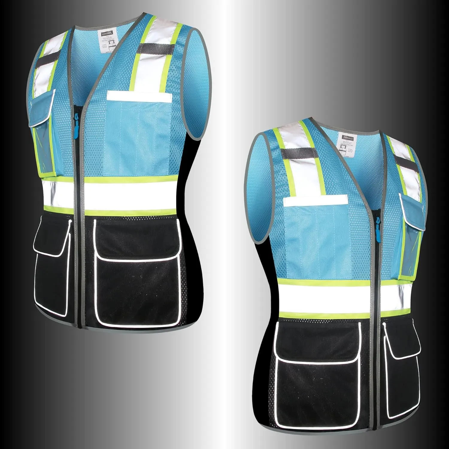 Safety Vest For Women,High Visibility Reflective Vest With Multi Pockets And Zipper,Work Vest For Lady